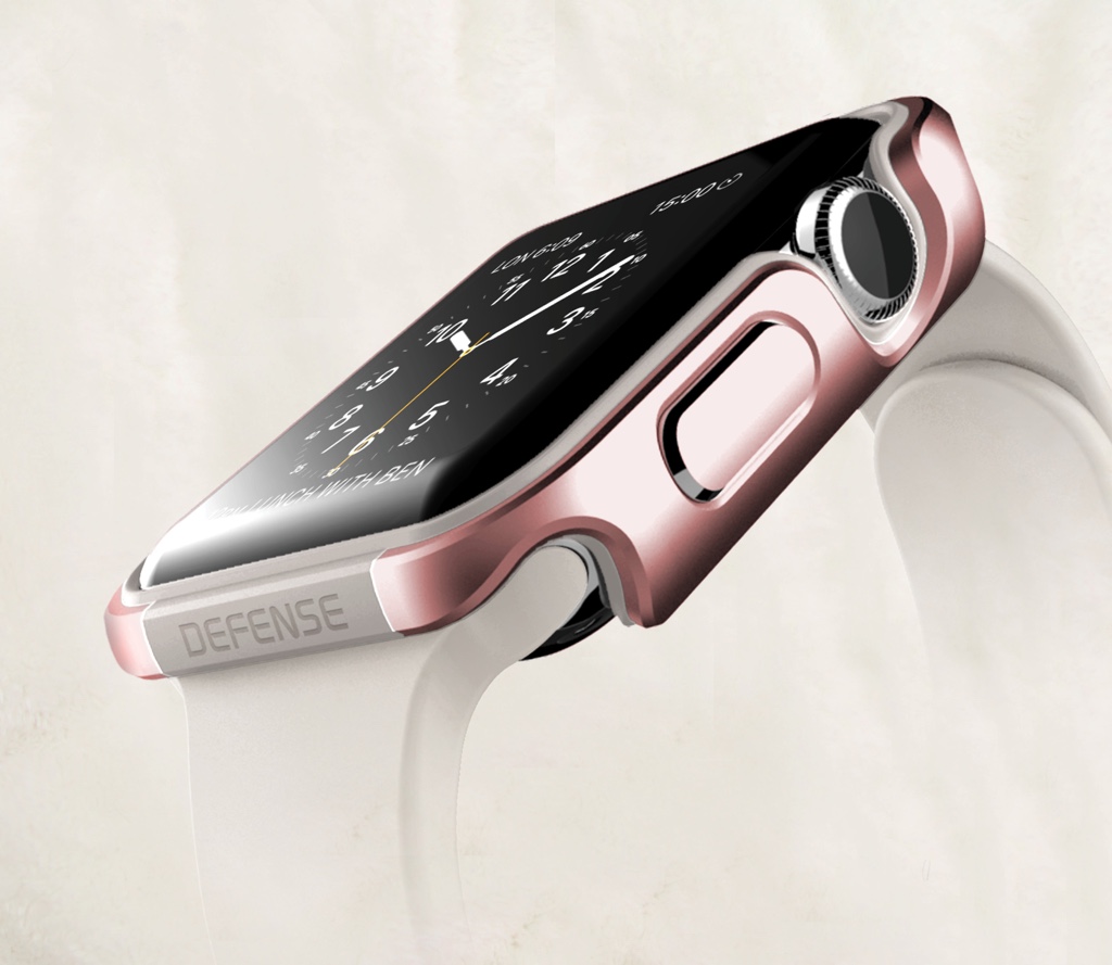 X-Doria 38mm Apple Watch Case (Defense Edge) Premium Aluminum and TPU Bumper Frame (Rose Gold & Lavender) - Image 3