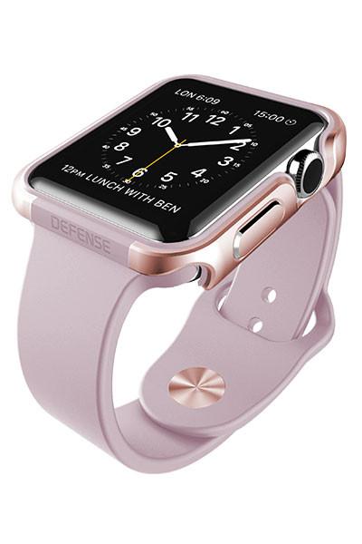 X-Doria 38mm Apple Watch Case (Defense Edge) Premium Aluminum and TPU Bumper Frame (Rose Gold & Lavender)